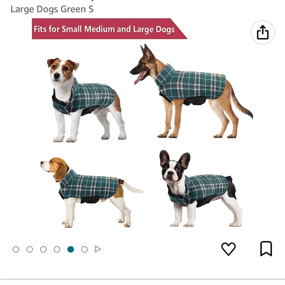 Reversible Dog Jacket Black & Green insulated size small
